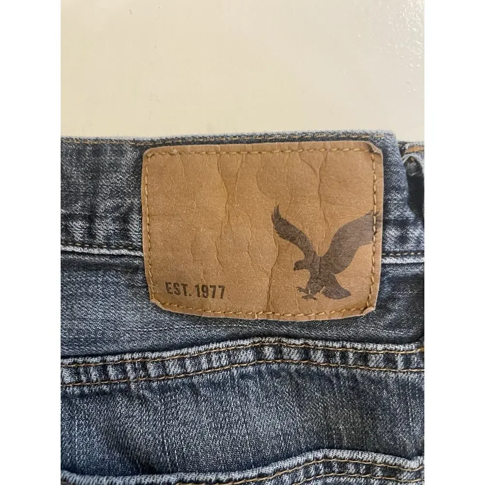 Men AE American Eagle Relaxed Straight 31 x 32 Dark Wash Blue Jeans Mid Rise